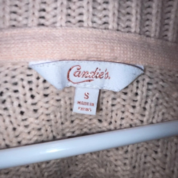 Candies Long Sleeve Open Front Knit Cardigan Blush Pink Women’s Size Small - Picture 3 of 5